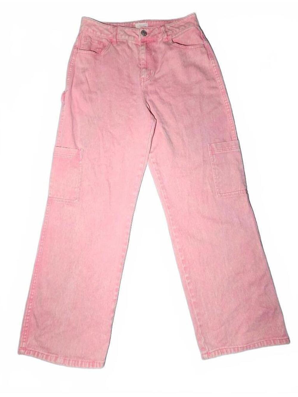 Full Tilt Womens 29 Pink Carpenter Cargo Jeans Y2K Wide Leg